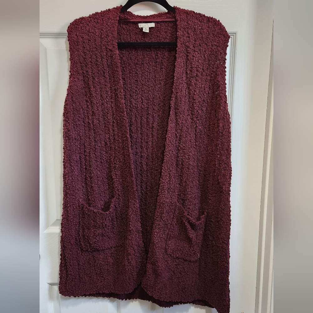 Est. 1946 burgandy open duster Cardigan Sweater women's size XL